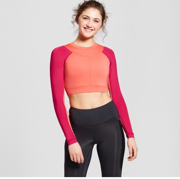 JoyLab Tops Joy Lab Pink And Orange Long Sleeve Crop Workout M